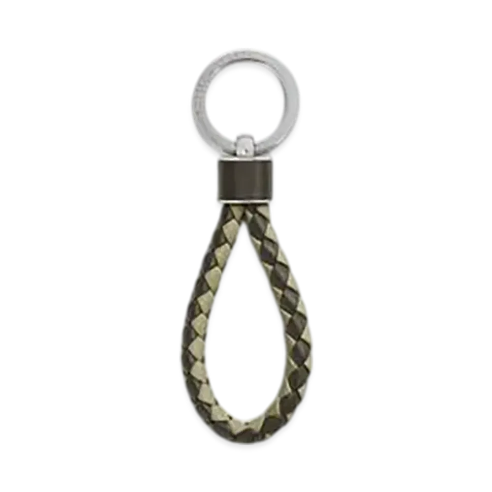 Bottega Veneta Intreccio Key Ring "Khaki/Travertine"