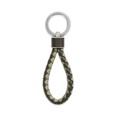 Bottega Veneta Intreccio Key Ring "Khaki/Travertine"