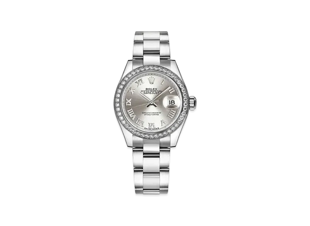 ROLEX Lady-Datejust Oyster 28mm "Silver Roman/Oyster Steel/White Gold"
