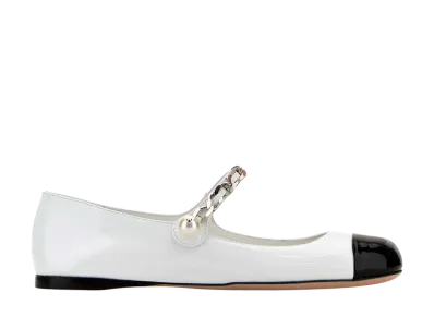 MIU MIU Women's Leather Ballerinas "White"