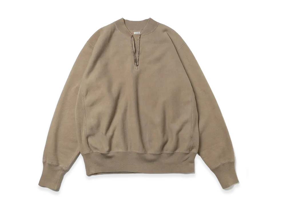 A.PRESSE Vintage Half Zip Rib Collar Sweatshirt "Mocha"