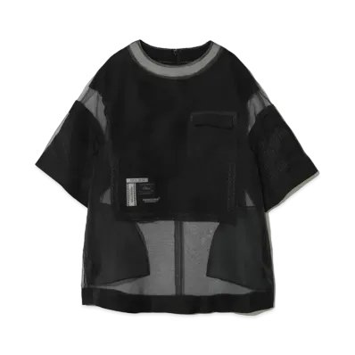 UNDERCOVER Silk Organdy Pullover Shirt "Black"