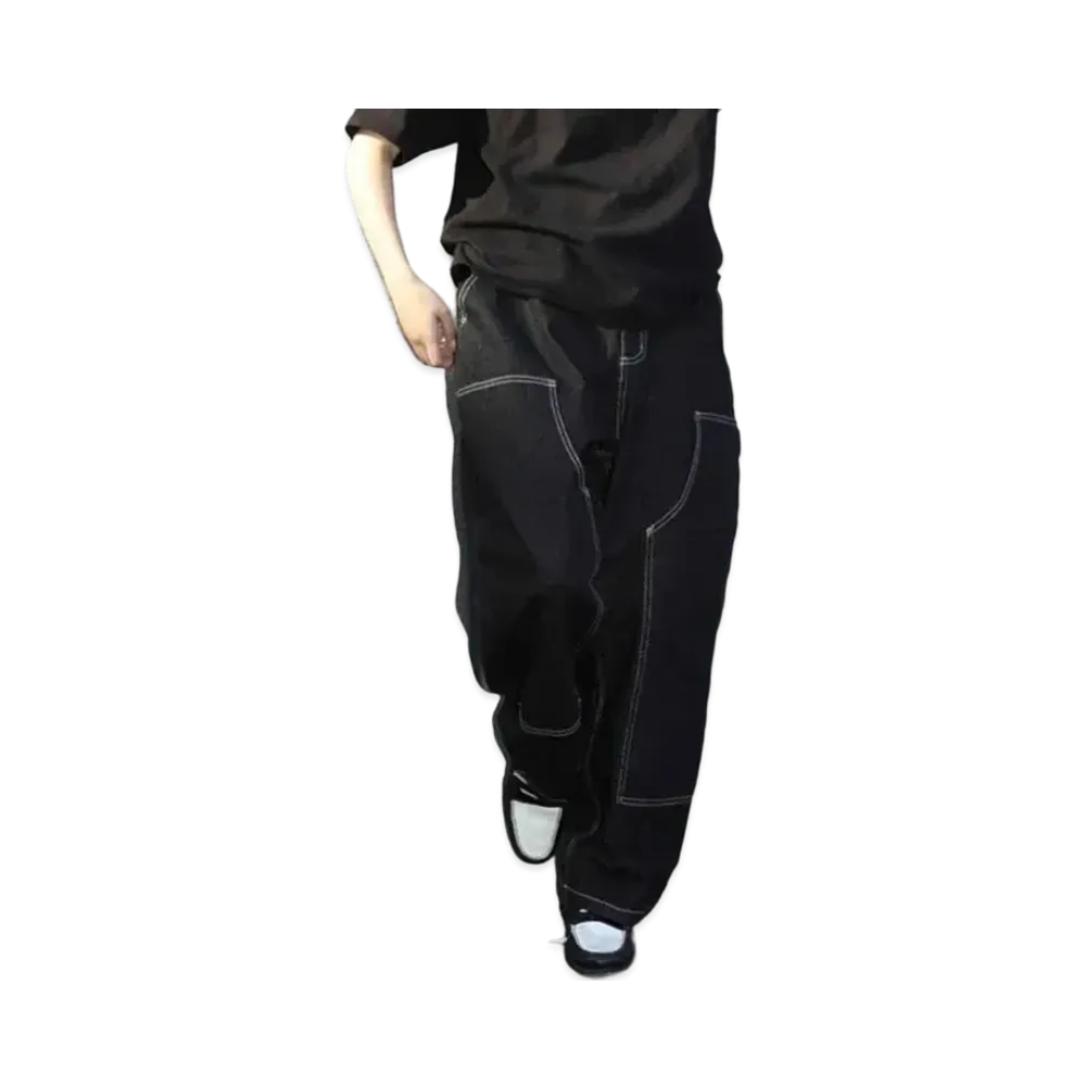 Student Apathy double knee pants "BLACK"