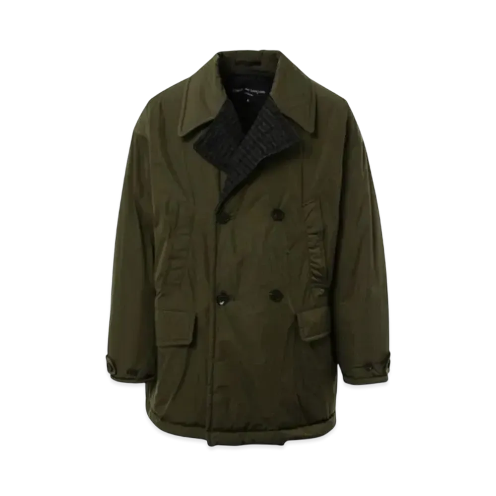 COMME des GARCONS HOMME 24FW Last Delivery Nylon Taffeta x Wool Merino Reversible P-Coat "Khaki"