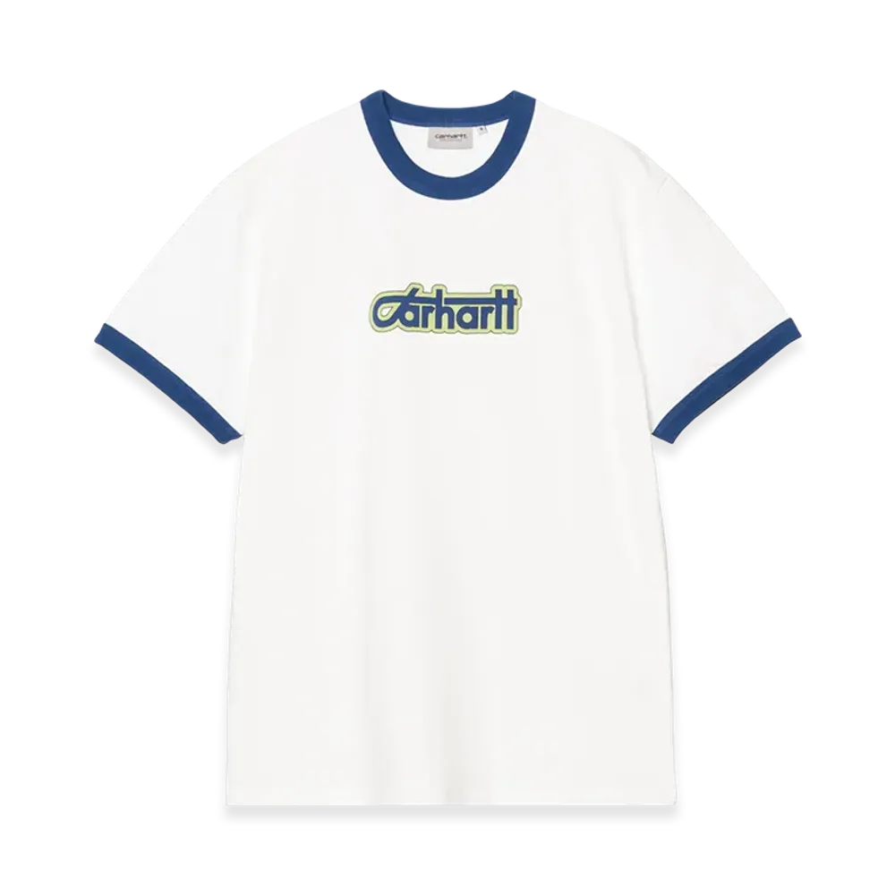 Carhartt WIP S/S Connection Script Ringer T-Shirt "White/Wolfsbane(Heavy Enzyme Wash)"