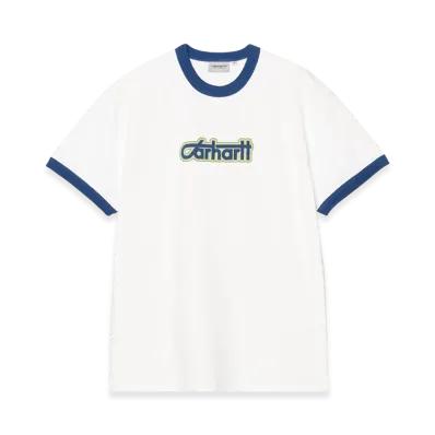 Carhartt WIP S/S Connection Script Ringer T-Shirt "White/Wolfsbane(Heavy Enzyme Wash)"