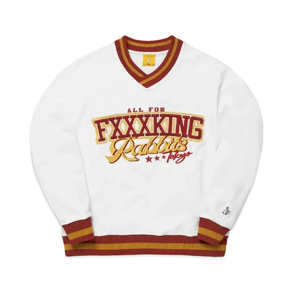 FR2 V-neck Line Rib Sweatshirt "White"