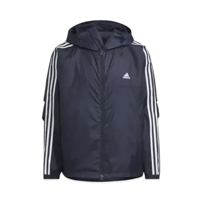 adidas Essentials Plus Loose Fit Three Stripes Mesh Lined Windbreaker Jacket "Legend Ink"