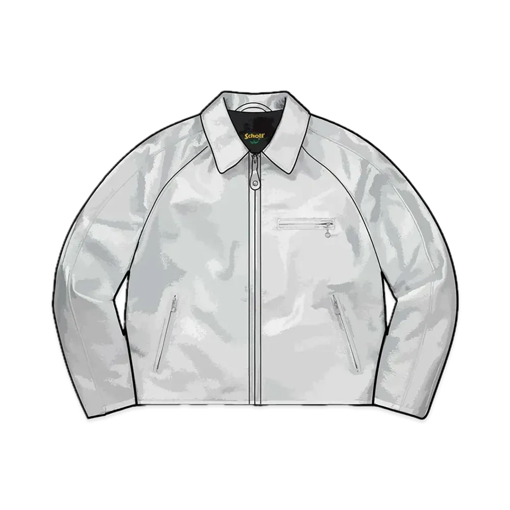 Supreme x Schott Leather Racer Jacket "Silver"