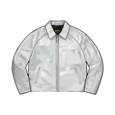 Supreme x Schott Leather Racer Jacket "Silver"