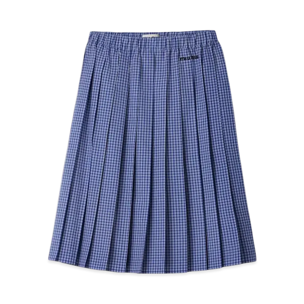 MIU MIU Women's Check Skirt "Sapphire Blue"