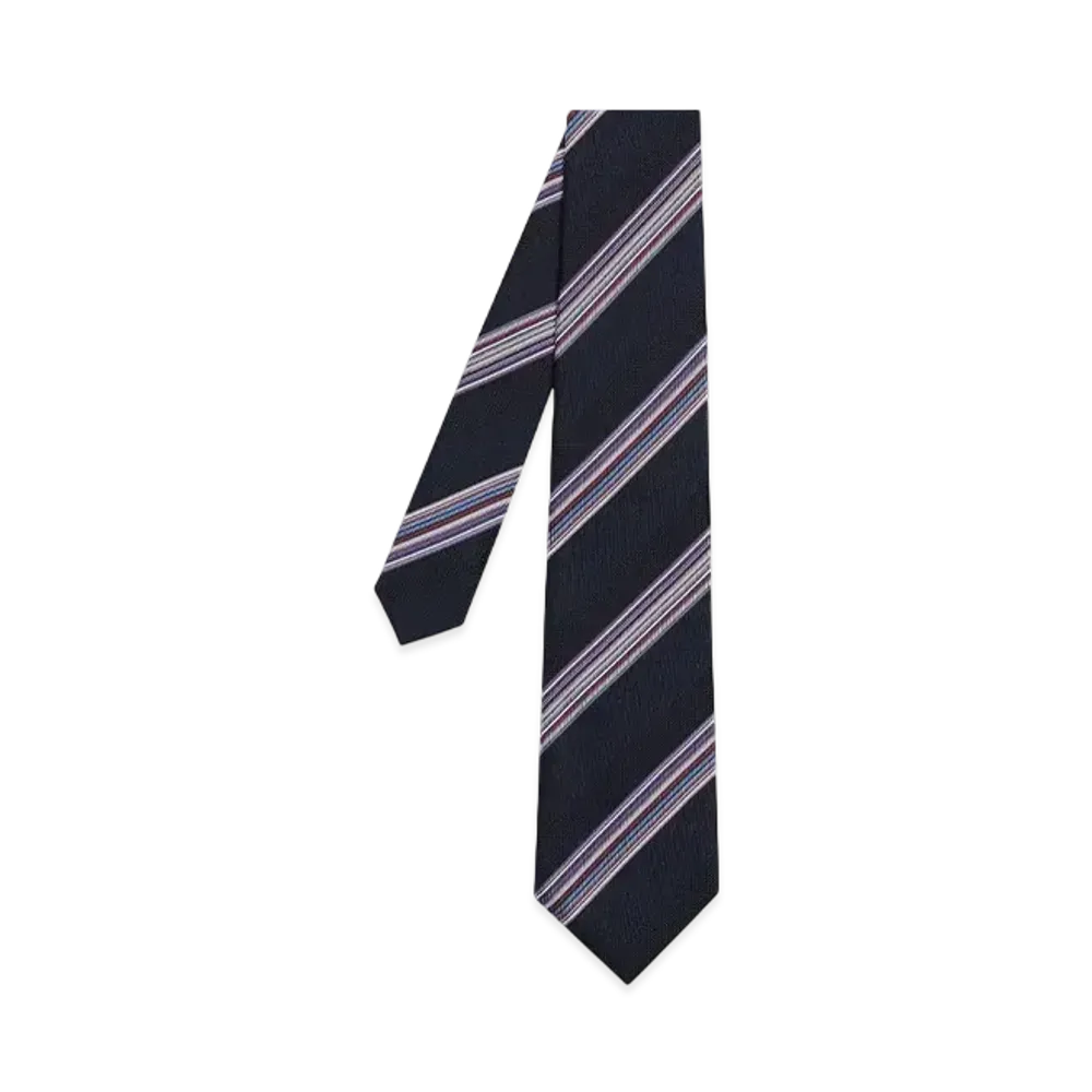Paul Smith Layered Color Regimental Tie "Navy"