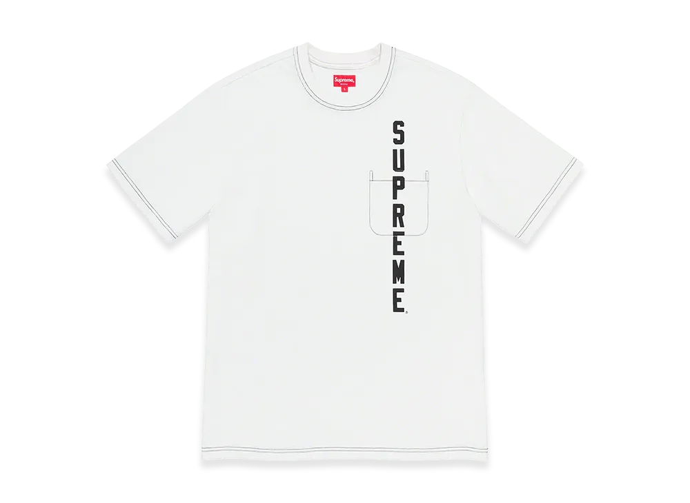 Supreme Contrast Stitch Pocket Tee 20SS "White"