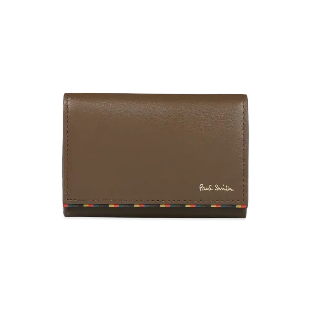 Paul Smith Bright Stripe Trim Business Card Holder "Brown"