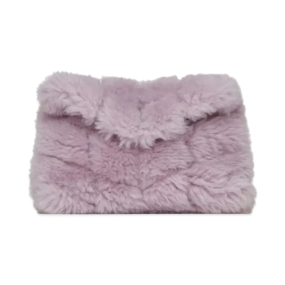 SAINT LAURENT Puffer Small Pouch In Quilted Shearling And Lambskin "Lila"