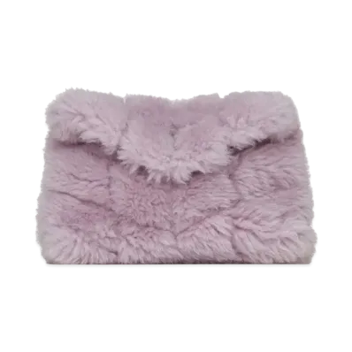 SAINT LAURENT Puffer Small Pouch In Quilted Shearling And Lambskin "Lila"