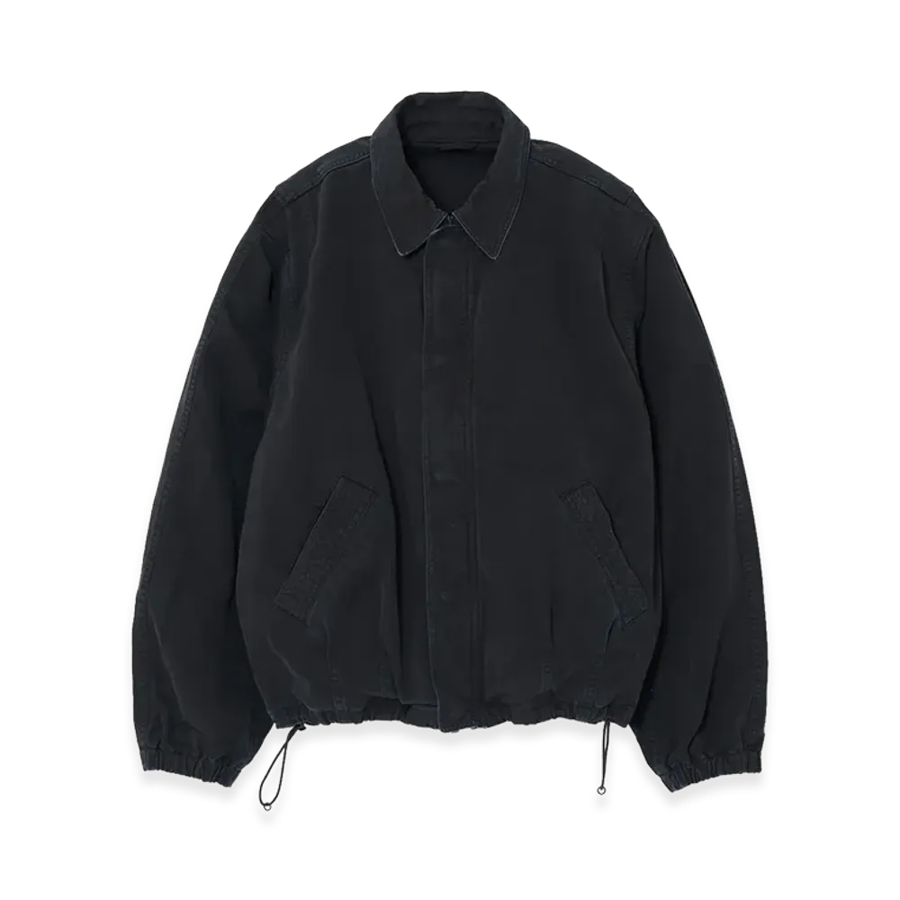 YOKE Peached Cotton Twill Garment-Dye Ballon Silhouette Blouson "Black"