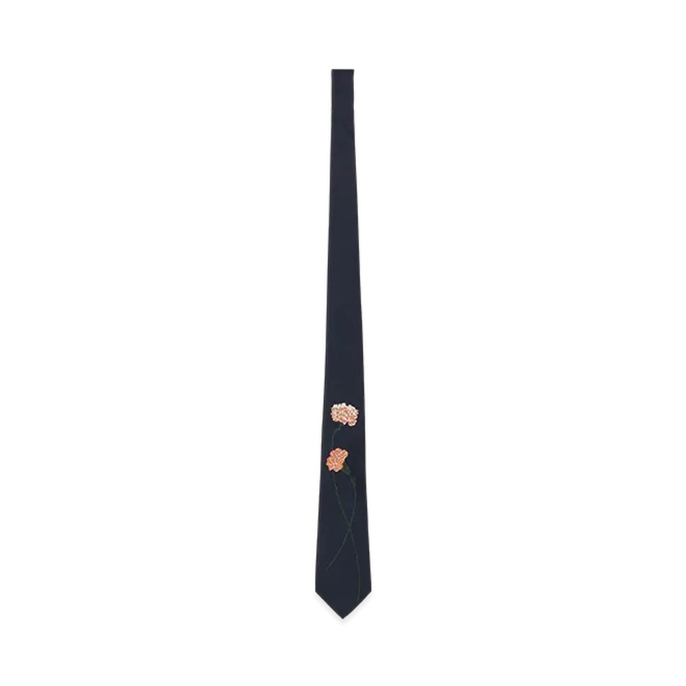 Yohji Yamamoto POUR HOMME Floral Pattern JQ Derby Tie B "Navy"