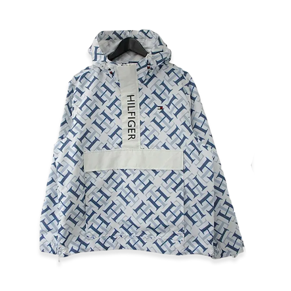 TOMMY HILFIGER Nylon Half Zip Anorak Parka "White Monogram"