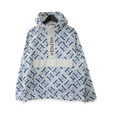 TOMMY HILFIGER Nylon Half Zip Anorak Parka "White Monogram"
