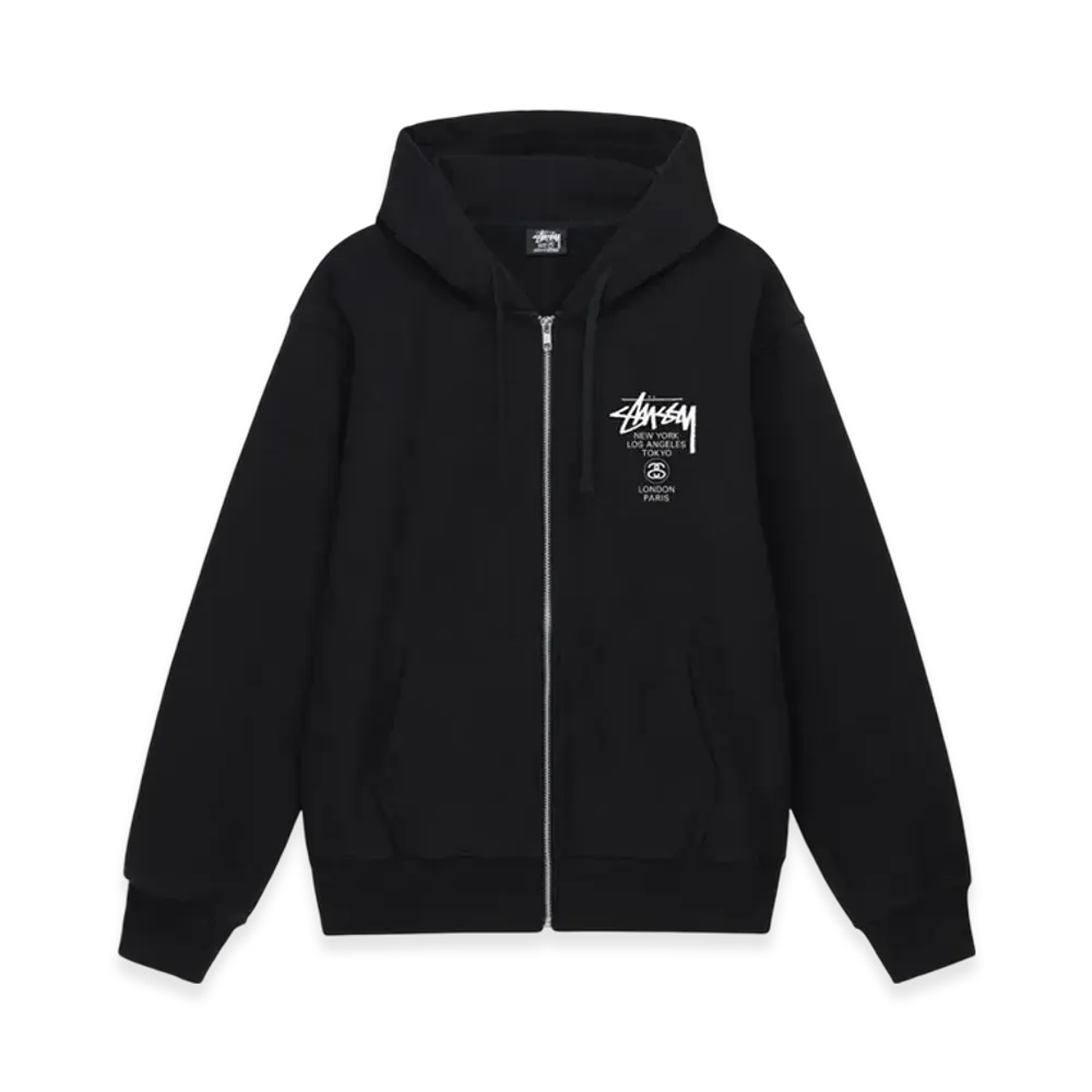 Stussy World Tour Zip Hoodie 2022 "Black"