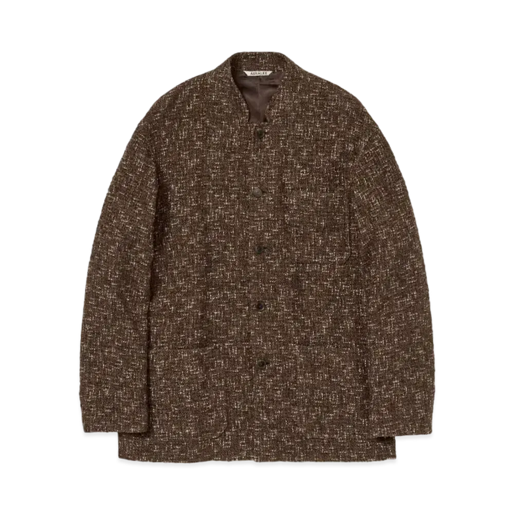 AURALEE Homespun Tweed Jacket "Dark Brown"