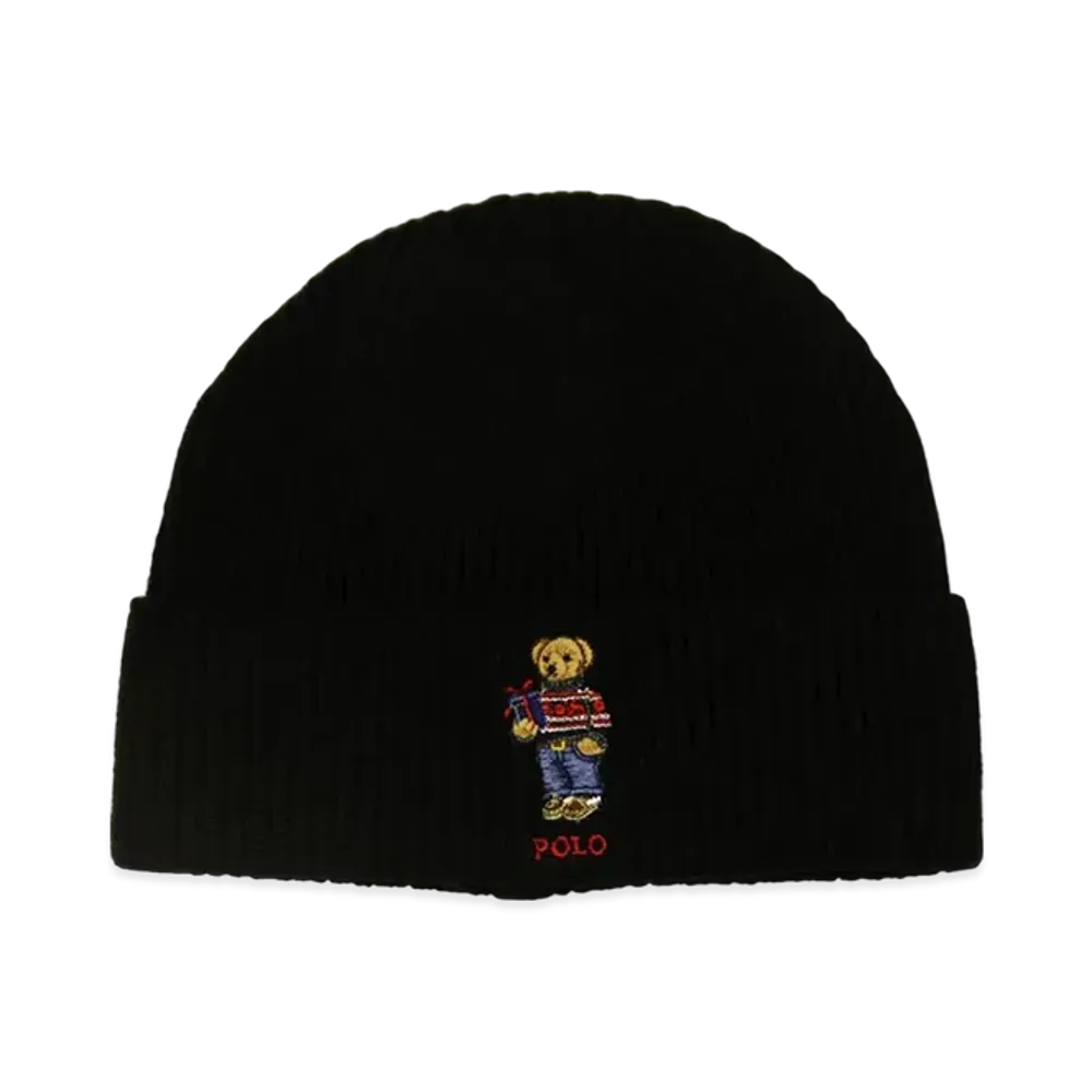 Polo Ralph Lauren Ribbed Holiday Bear Beanie "Black"