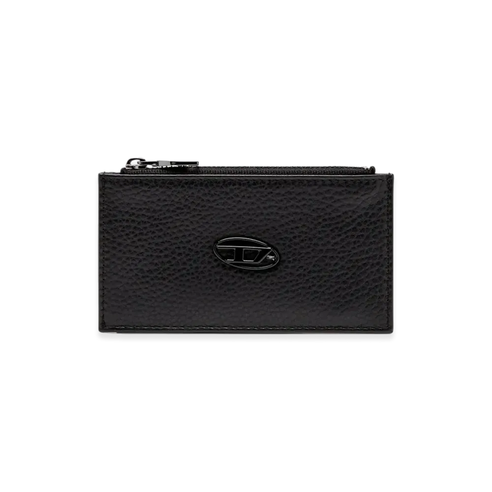 Diesel Hissu Evo Card Holder Iii Flat Card Holder In Grainy Leather "Black"