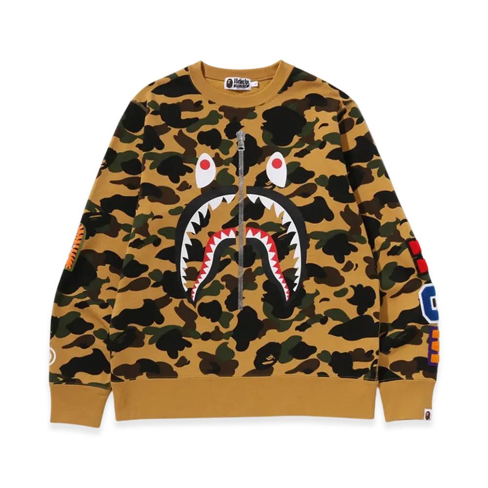 A BATHING APE 1St Camo Shark Crewneck Sweatshirt "Yellow"