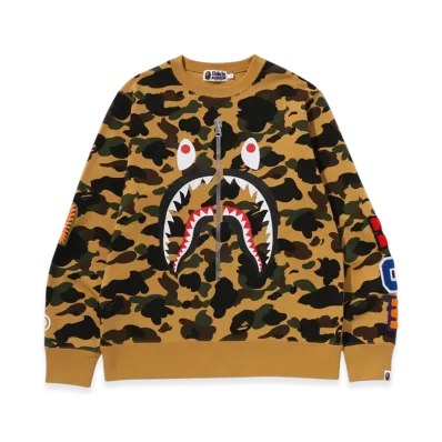 A BATHING APE 1St Camo Shark Crewneck Sweatshirt "Yellow"