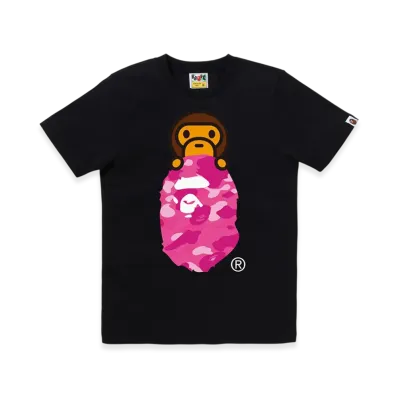 A BATHING APE Color Camo Milo On Ape Head Tee "Black/Pink"