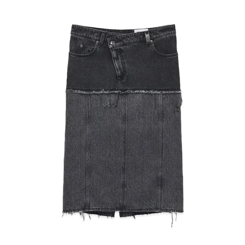 Alexander McQUEEN Two-Tone Denim Skirt "Black"