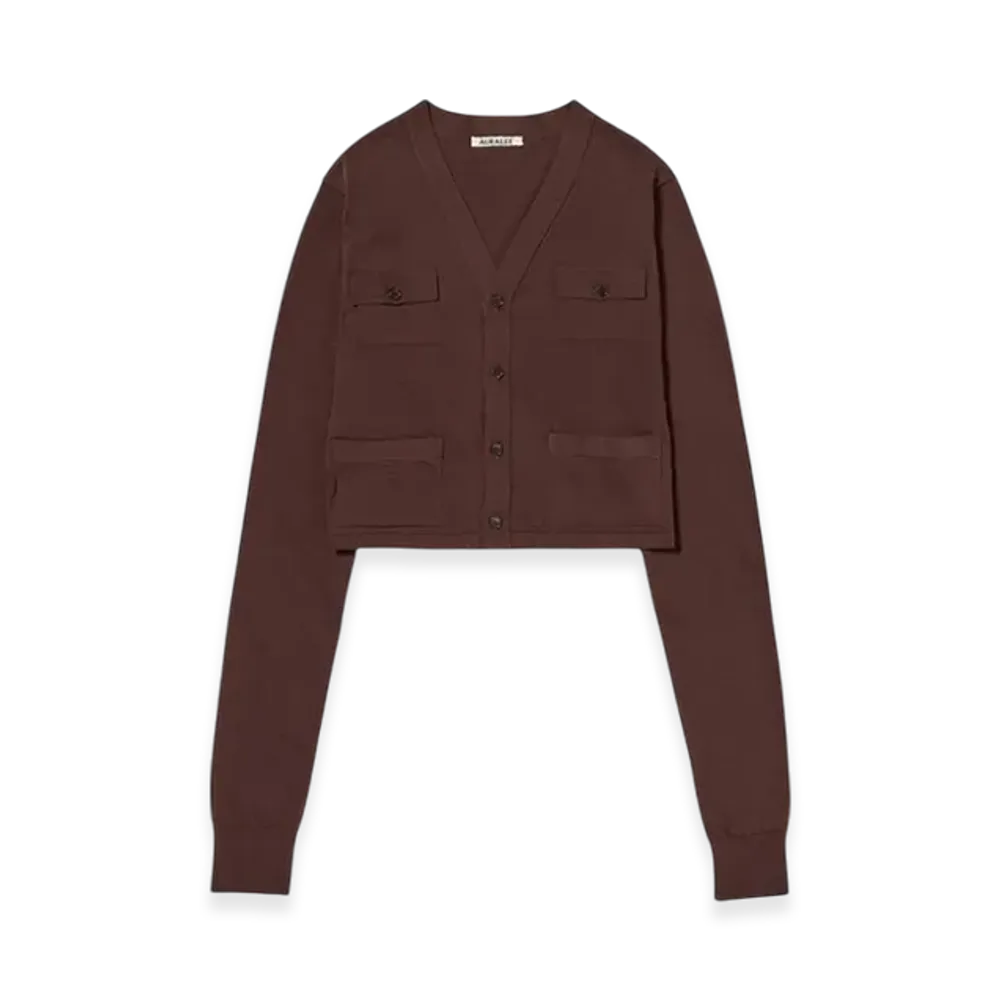 AURALEE Super High Gauge Cotton Knit Cardigan "Brown"