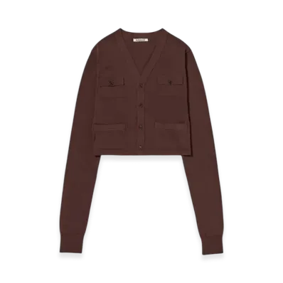 AURALEE Super High Gauge Cotton Knit Cardigan "Brown"