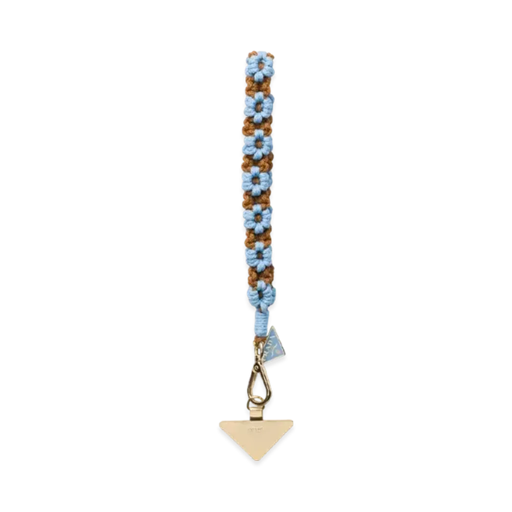 PRADA Crochet Smartphone Wristlet "Light Blue/Camel"