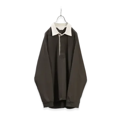 ANCELLM Two-Tone Rugby Shirt "Charcoal"