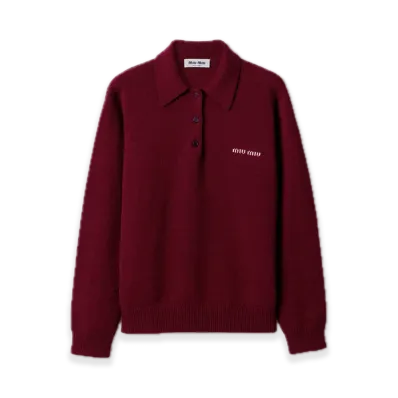 MIU MIU Cashmere Polo Sweater "Wine Red"