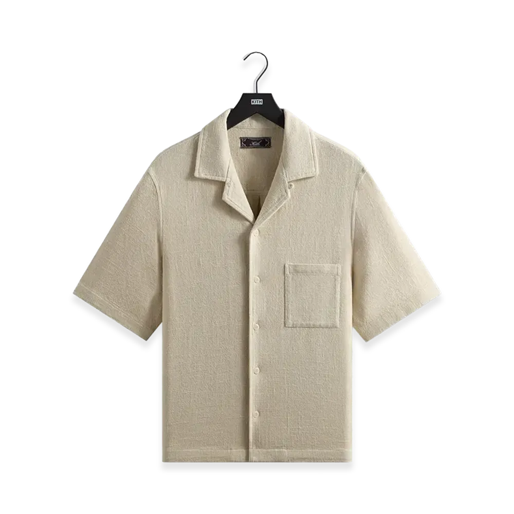 Kith Soft Woven Cropped Beckham Camp Collar Shirt "Waffle"