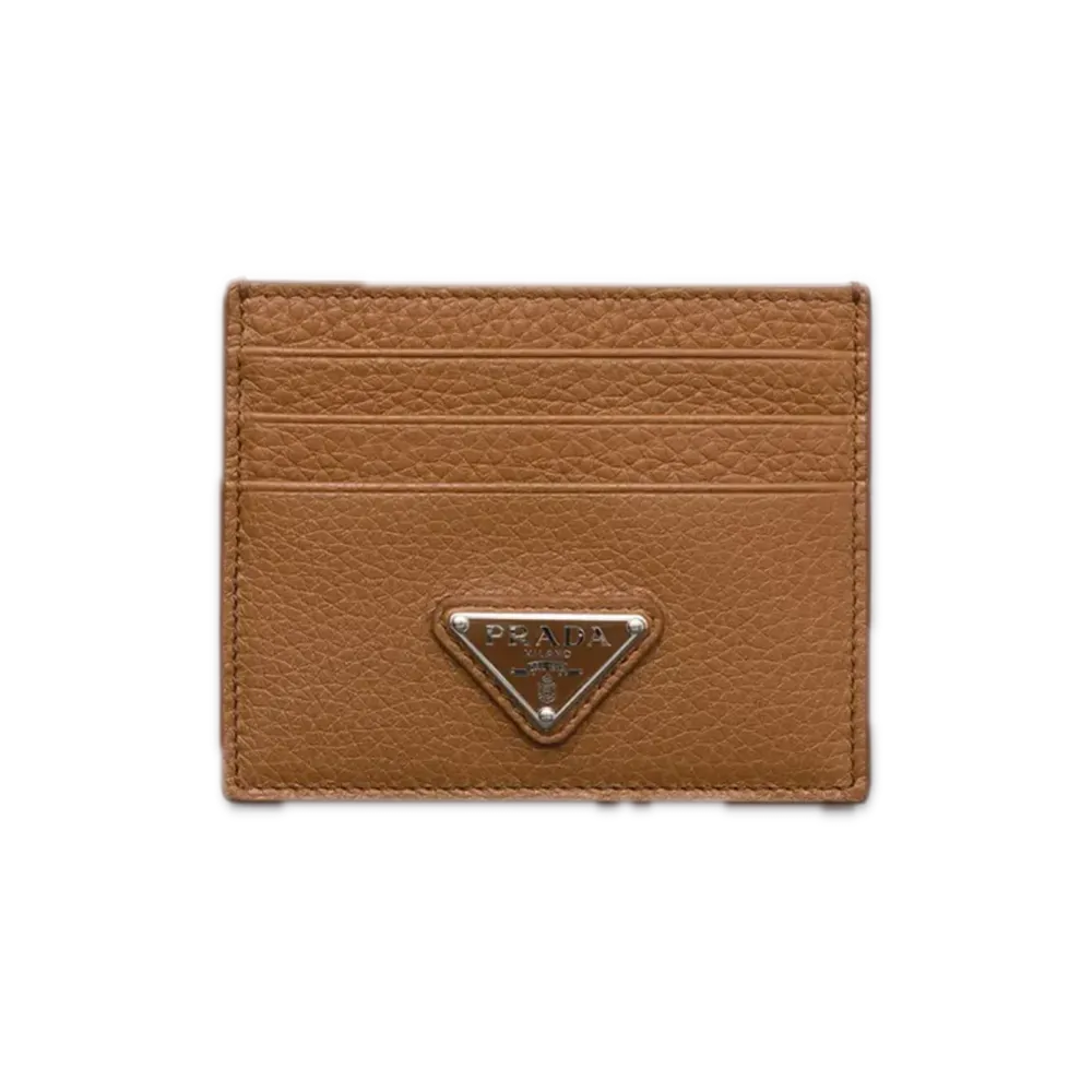 PRADA Vitello Daino Leather Card Case "Cognac"