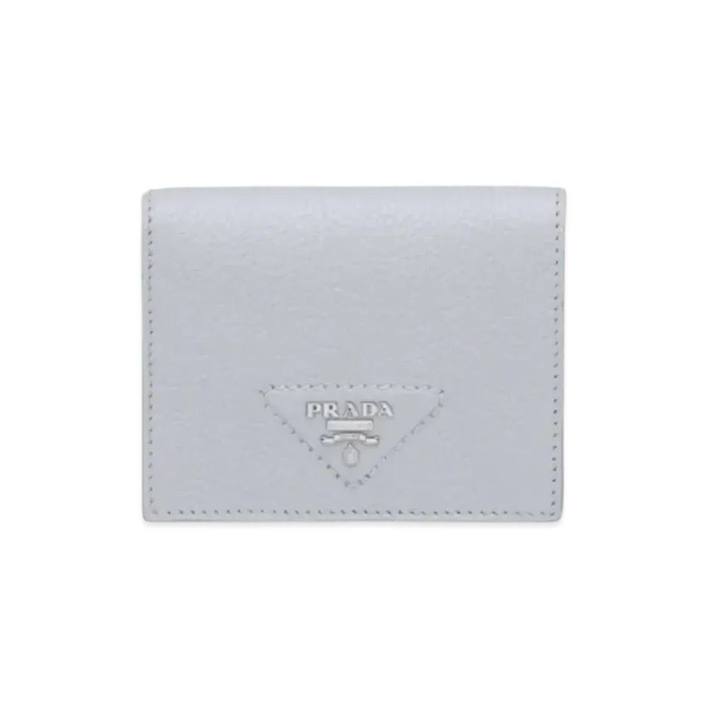 PRADA Vitello Dino Leather Wallet "Cornflower Blue"