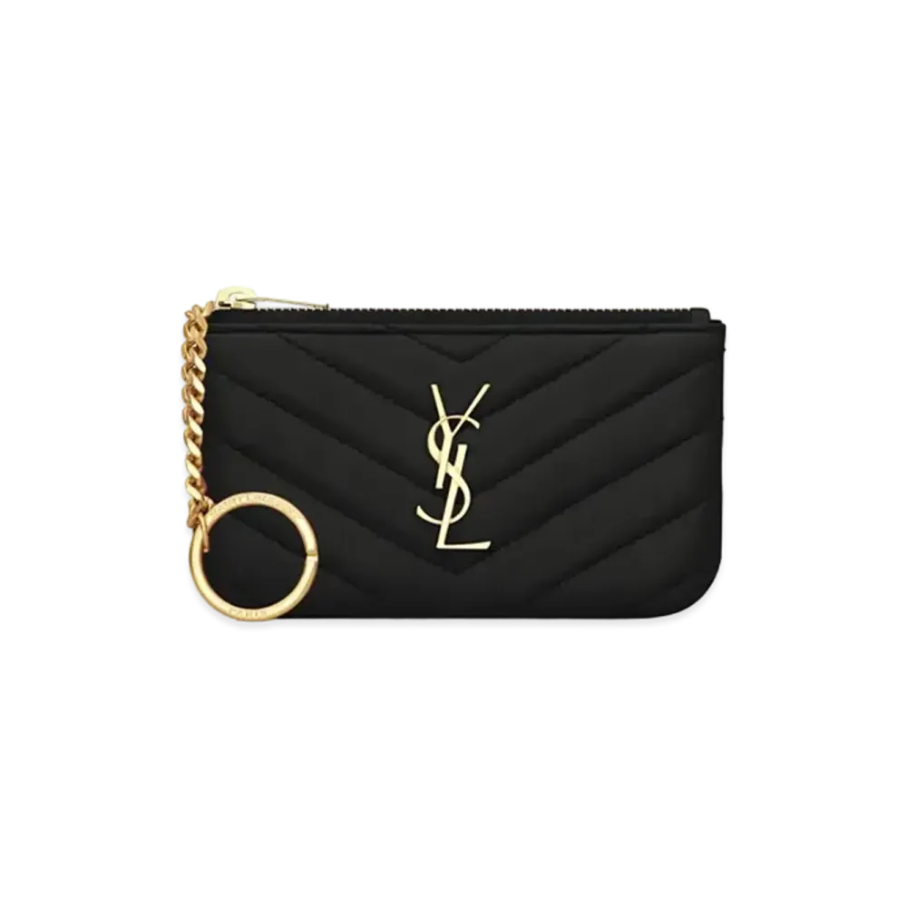 Saint Laurent Monogram Key Pouch In Matelasse Leather "Black"