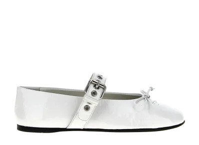 MIU MIU Women's Buckle And Bow Ballet Flats "Black"