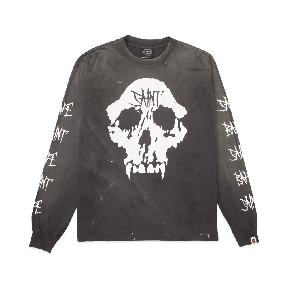 SAINT Mxxxxxx x A BATHING APE Bape LS T-Shirt Skull "Black"
