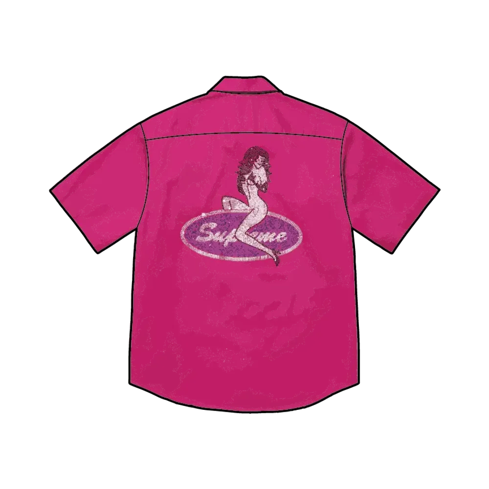 Supreme Rhinestone Pin Up S/S Work Shirt "Fuchsia"