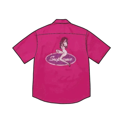 Supreme Rhinestone Pin Up S/S Work Shirt "Fuchsia"