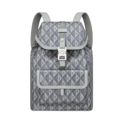Dior Hit The Road Backpack CD Diamond Canvas Smooth Calfskin "Gray"