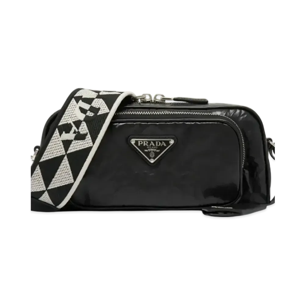 PRADA Nappa Antique Leather Multi Pocket Shoulder Bag "Black"