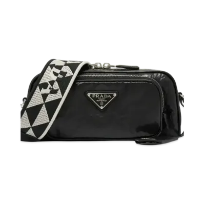 PRADA Nappa Antique Leather Multi Pocket Shoulder Bag "Black"