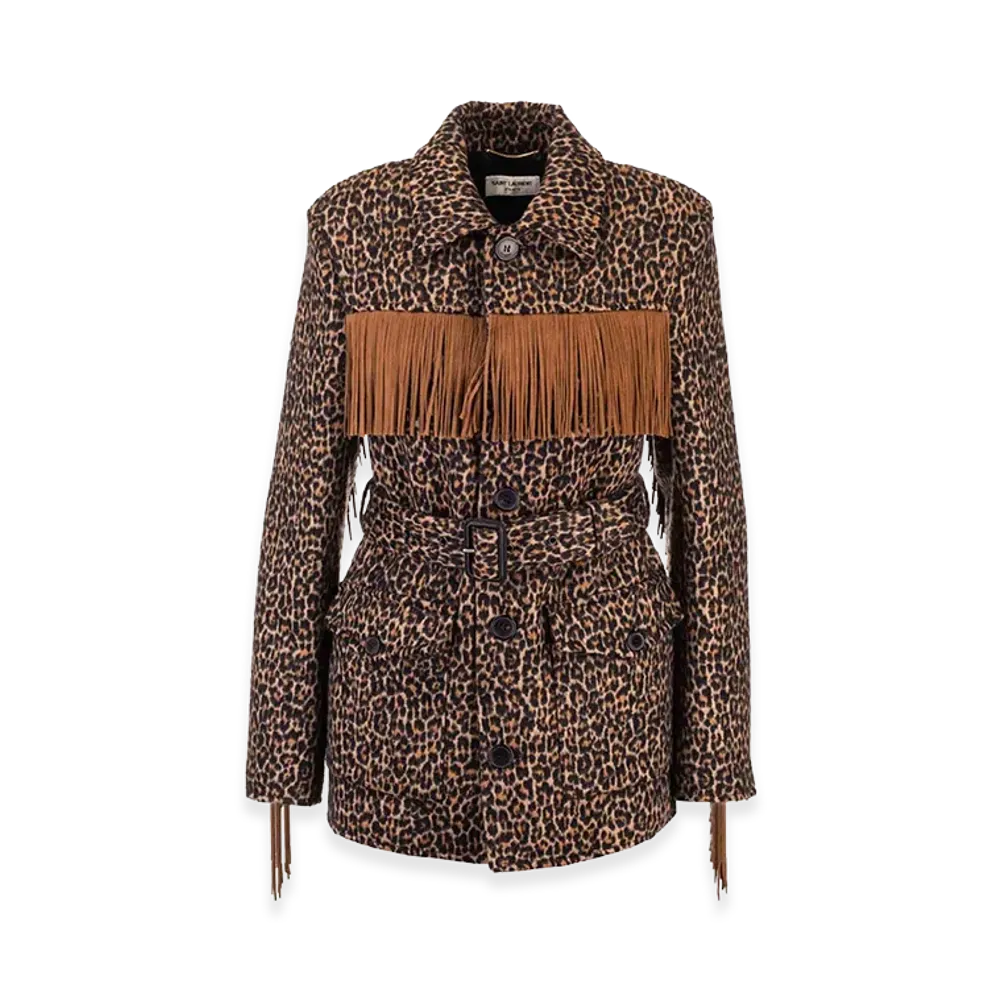 Saint Laurent Women's Animal Print Coat "Brown/Black"