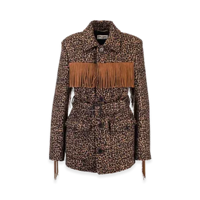 Saint Laurent Women's Animal Print Coat "Brown/Black"